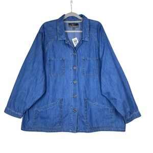 Torrid Womens  Denim Barn Coat Chore Jacket Size 4 100% Cotton Button Up Shirt